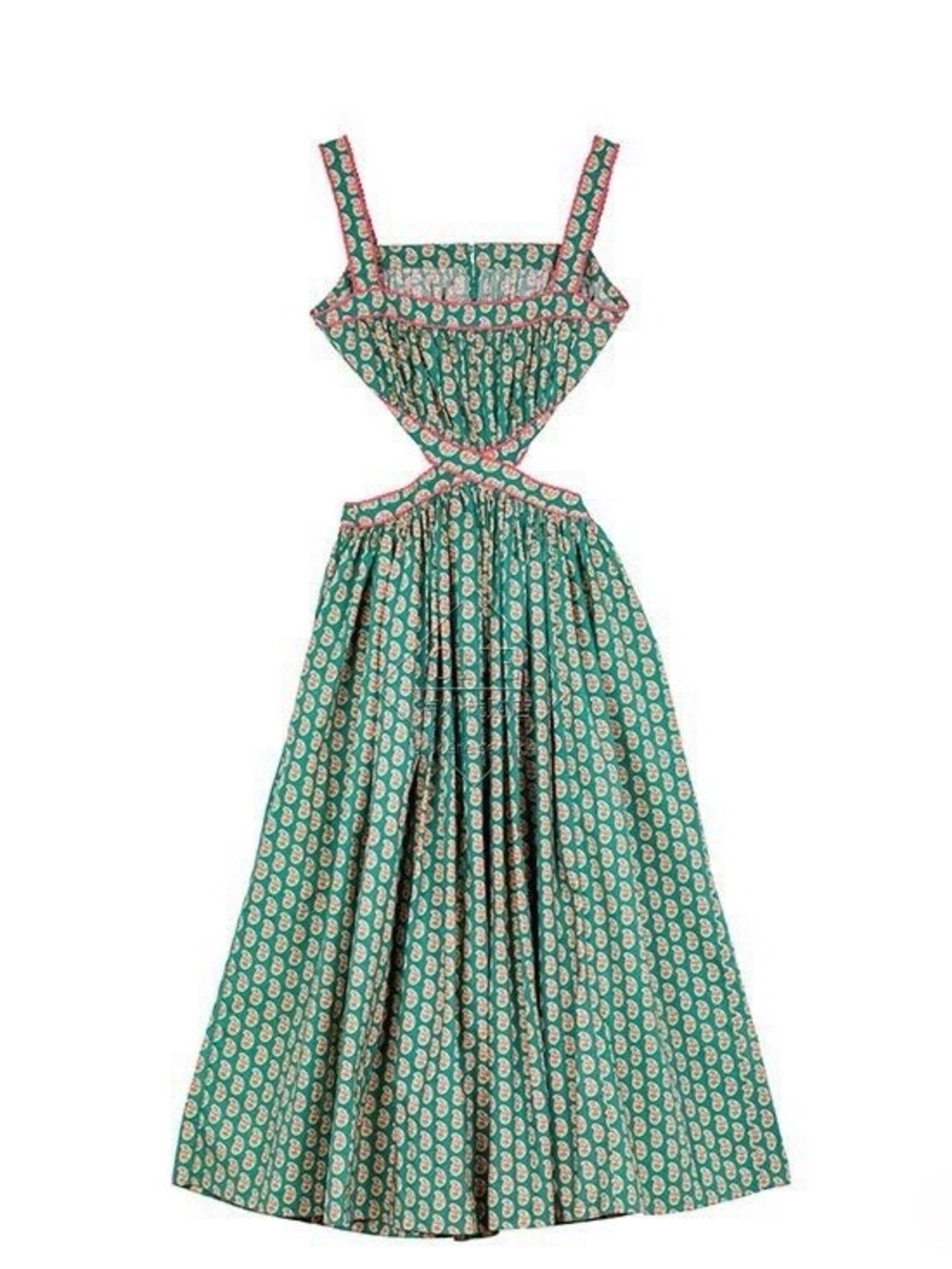 NWT DÔEN Tasha Cutout Floral organic Cotton Dress in Sunrise Paisley - Picture 4 of 8